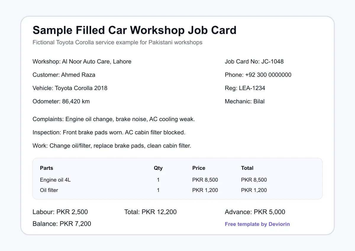 Car Workshop Job Card: Free Template and How to Use It visual