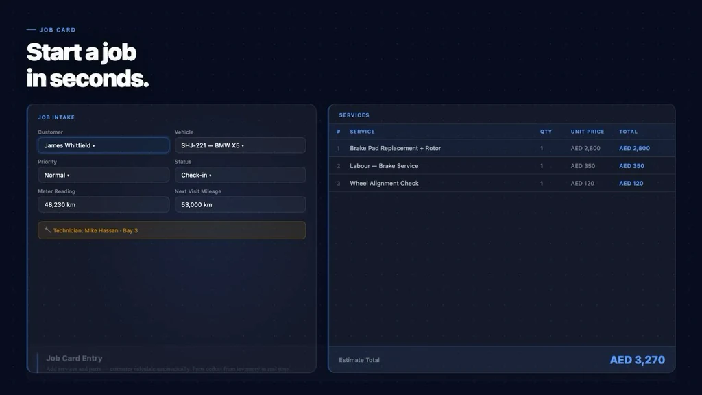 MotorDesk digital job card placeholder screenshot